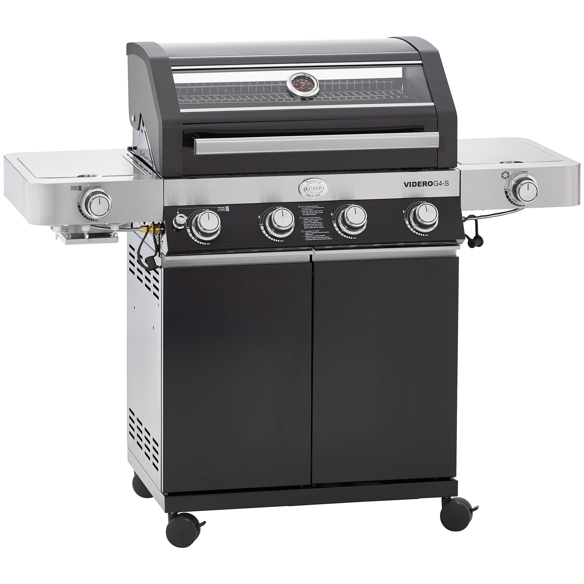 Gasgrill BBQ-Station VIDERO G4-S Vario+ schwarz 50 mbar 