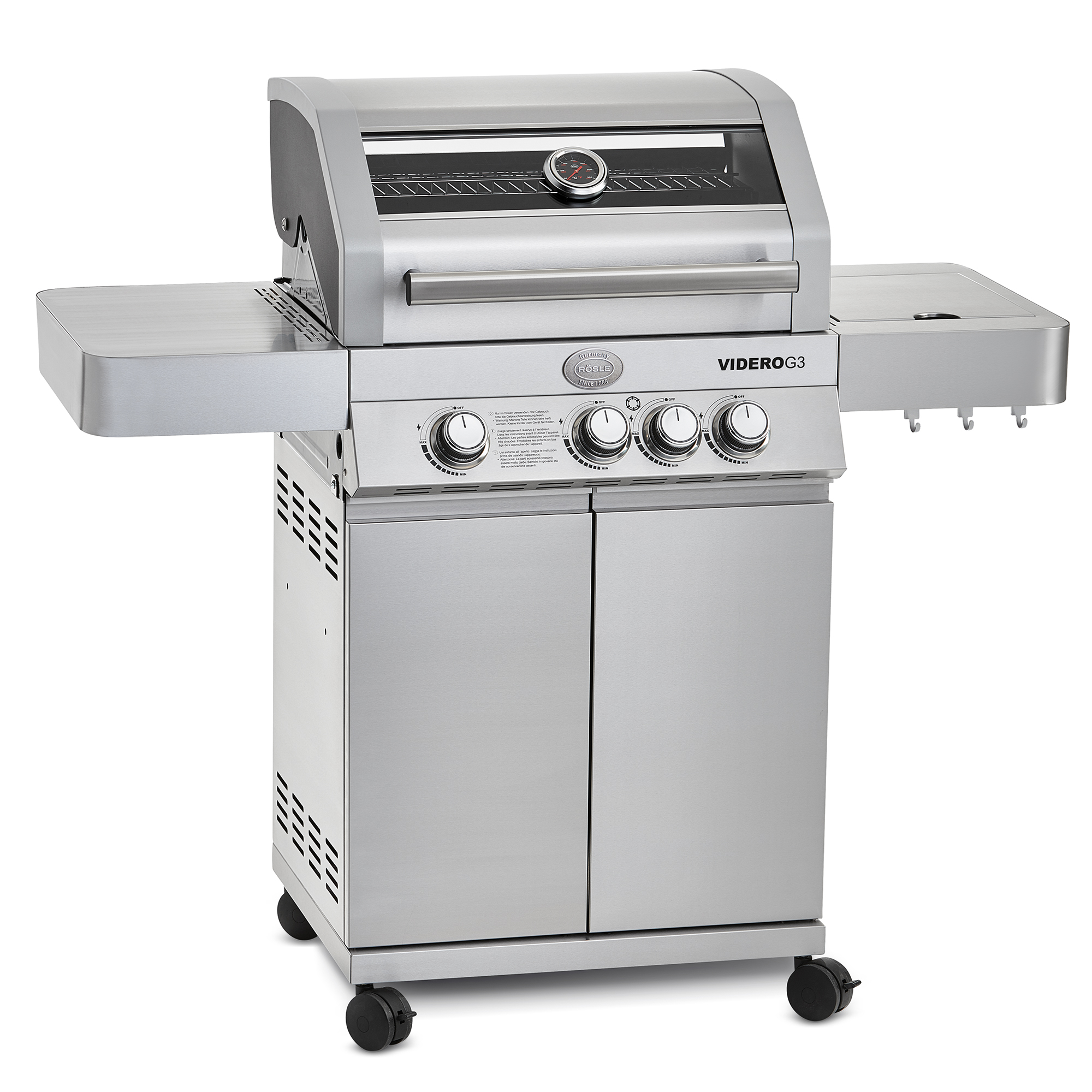 Buy Gas gill BBQ station Videro G3 stainless steel 50 mbar (Model year  2021) - online at RÖSLE GmbH & Co. KG