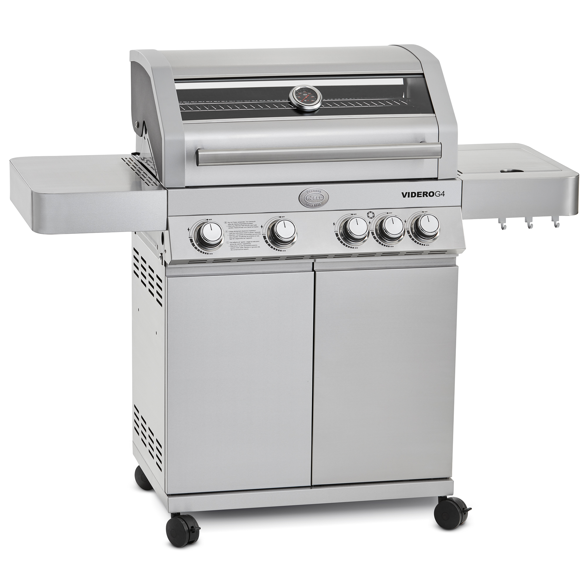 Gasgrill BBQ-Station VIDERO G4 Edelstahl 50 mbar