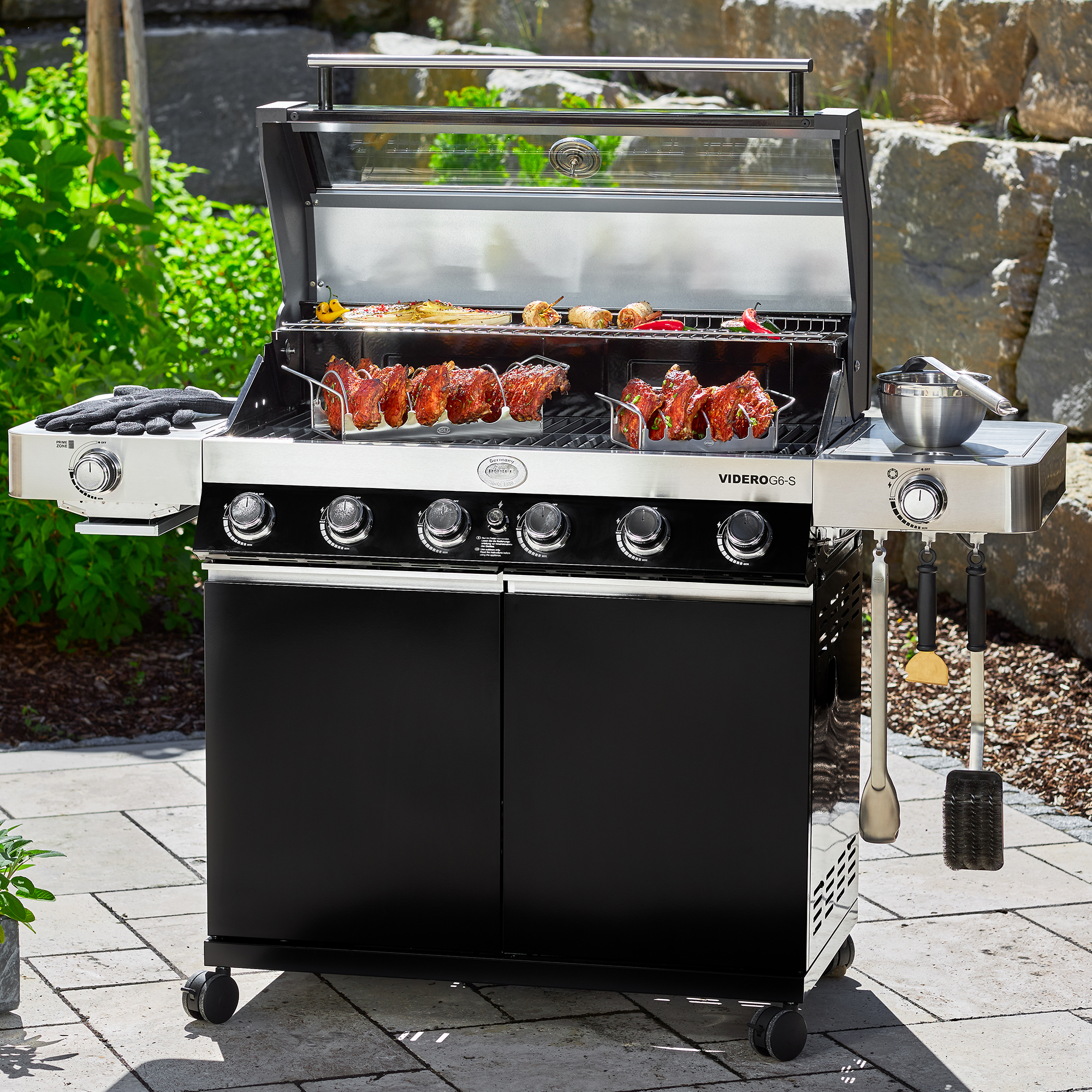 Gasgrill VIDERO G6-S Vario+ schwarz 50mbar