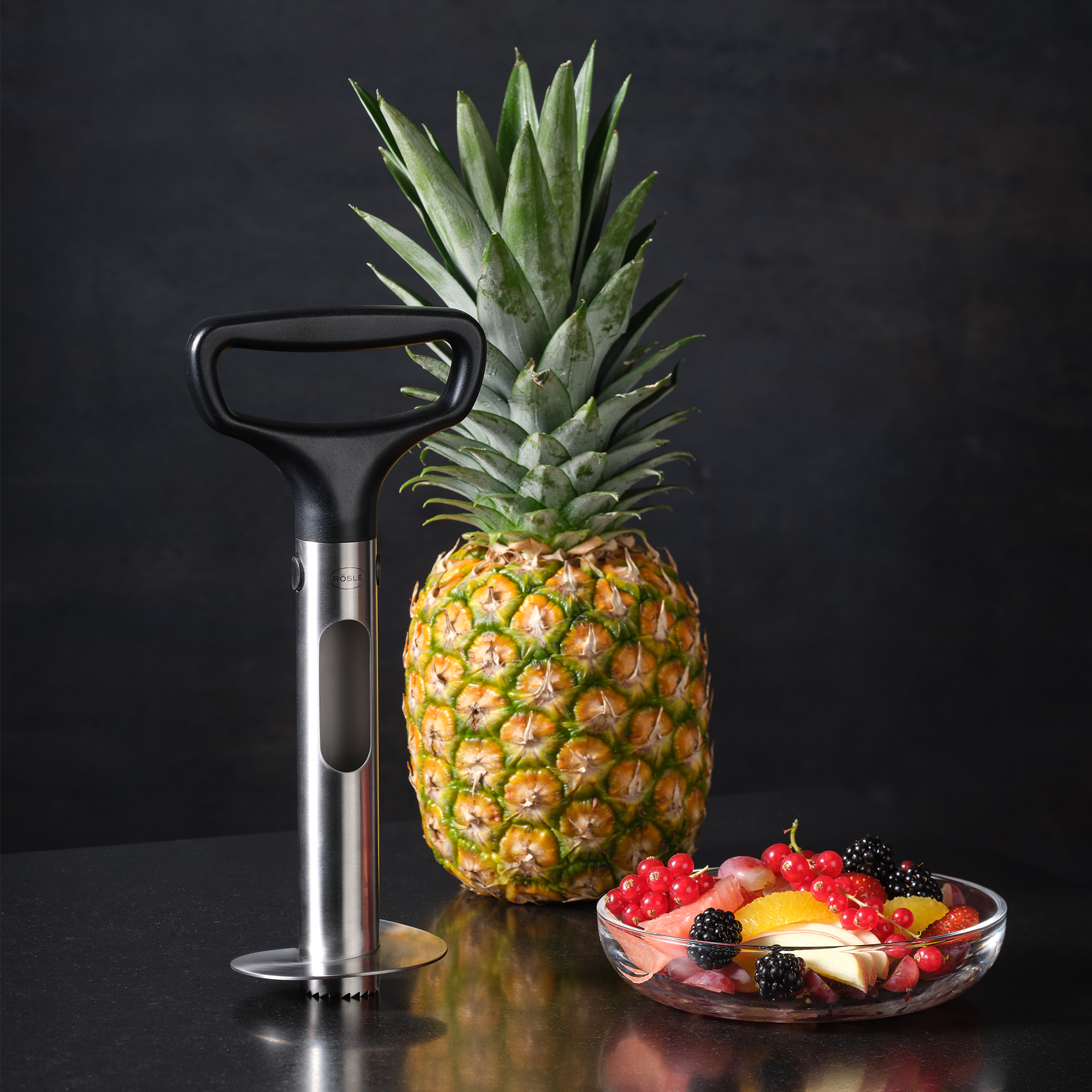 Excellent Houseware ananassnijder/ananaspeller - Wit - RVS - 19 cm